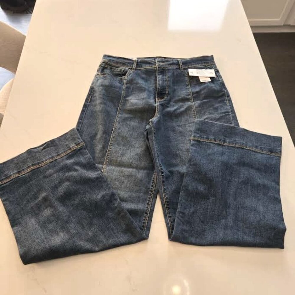 Curve Appeal Curve Creator High Rise Wide Leg Denim Jeans Womens 12/31 NEW